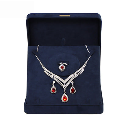 5pcs Suede Dome Jewelry Box Gold Accent – Ring Necklace Bracelet Gift Case