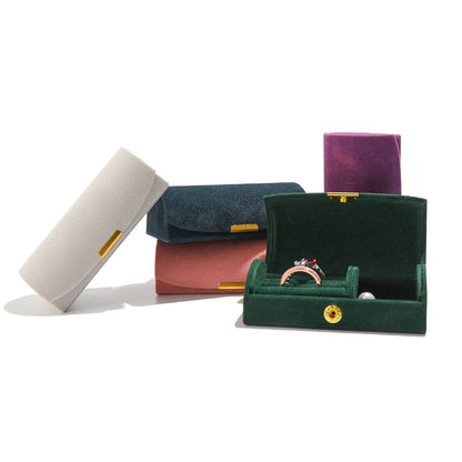 5pcs Velvet Ring Box Snap Button – Portable Travel Jewelry Case for Rings Earrings