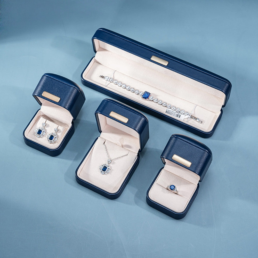 5pcs PU Leather Dome Jewelry Box Gold Accent – Ring Necklace Bracelet Gift Case