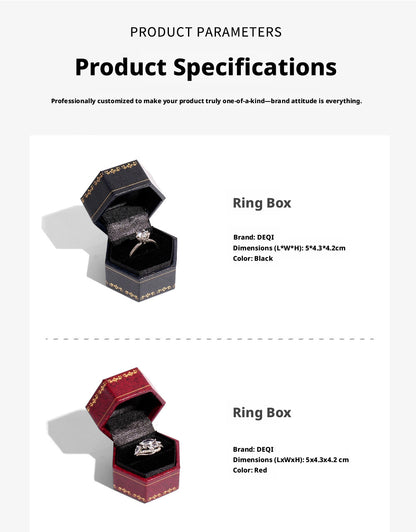 Hexagon Ring Box Gold Trim – Engagement Proposal Ring Case for Her