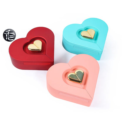 Heart Shaped Jewelry Box Double Open Gift Box with Rose & Gold Clasp for Valentine's Day