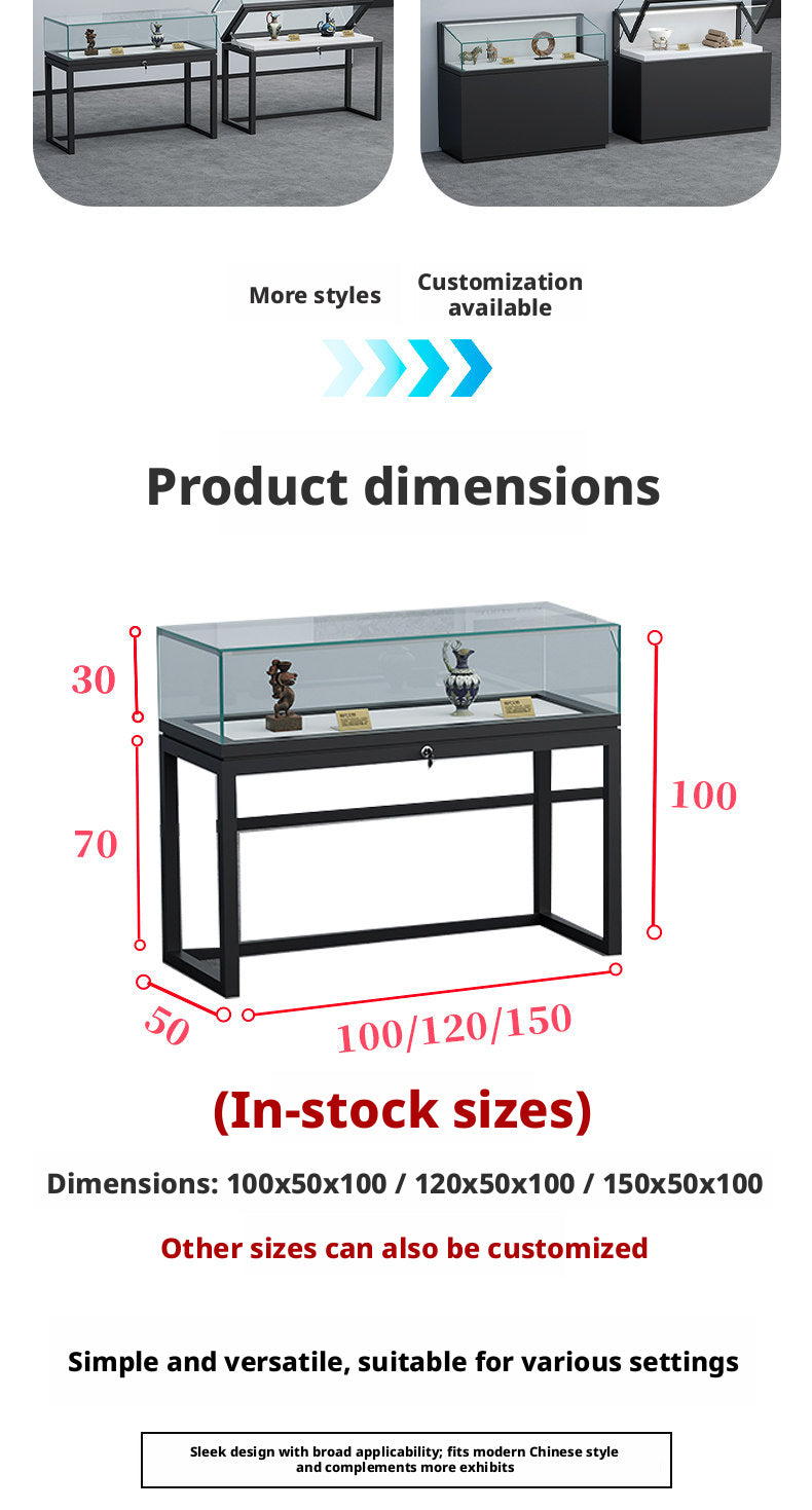 Lockable Display Case for Jewelry Store Glass Top Showcase Jewelry cabinet