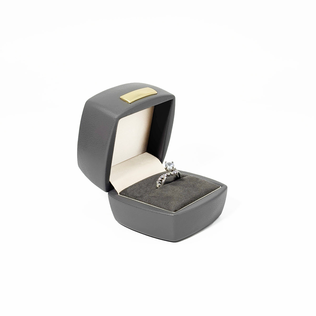 5pcs PU Leather Jewelry Box Set Gold Accent – Ring Necklace Bracelet Gift Case