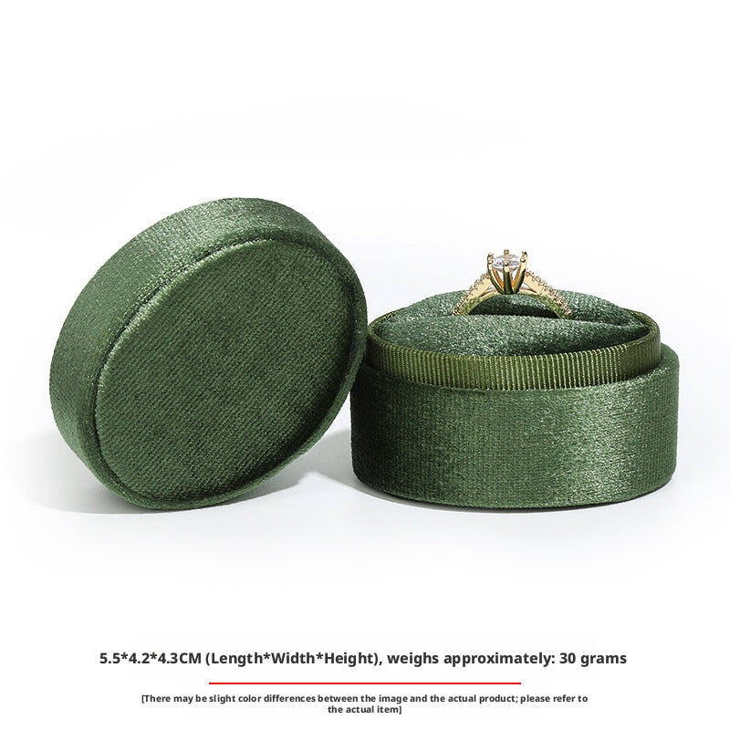 Velvet Ring Box Ribbed Oval – Engagement Proposal Ring Holder Gift for Her