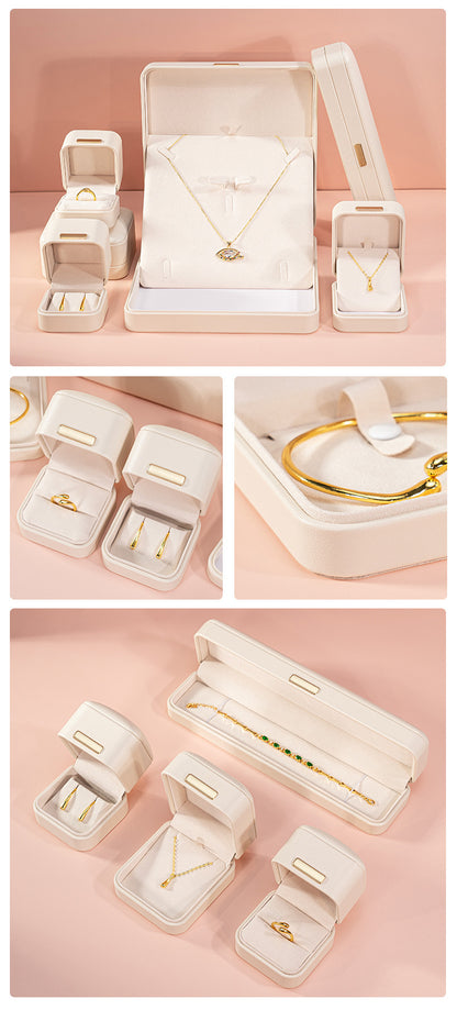 5pcs PU Leather Dome Jewelry Box Gold Accent – Ring Necklace Bracelet Gift Case