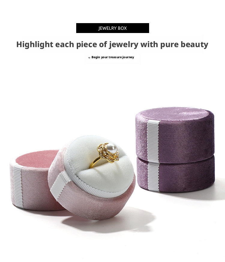 5pcs Velvet Round Jewelry Box Lid – Ring Gift Case for Her Engagement Wedding
