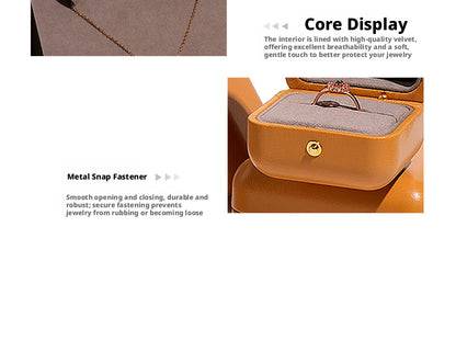 Faux Leather Dome Jewelry Box Gold Snap – Ring Necklace Bracelet Gift Case