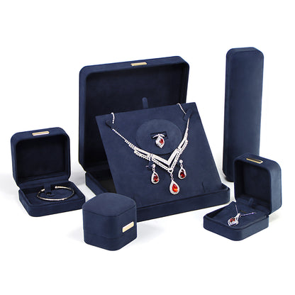 5pcs Suede Dome Jewelry Box Gold Accent – Ring Necklace Bracelet Gift Case