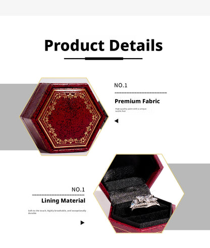 Hexagon Ring Box Gold Trim – Engagement Proposal Ring Case for Her