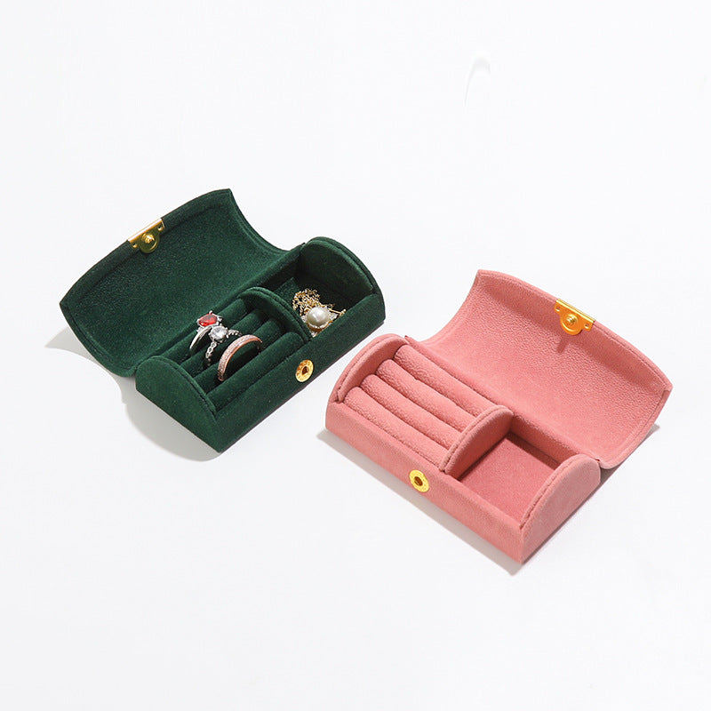 5pcs Velvet Ring Box Snap Button – Portable Travel Jewelry Case for Rings Earrings