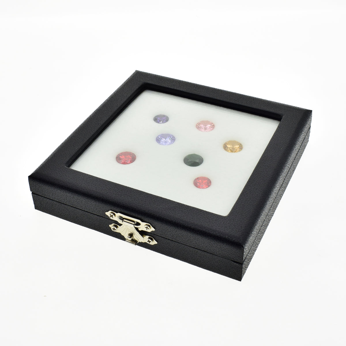 Coin & Gem Display Box, Glass Lid, PU Leather Case with Memory Foam