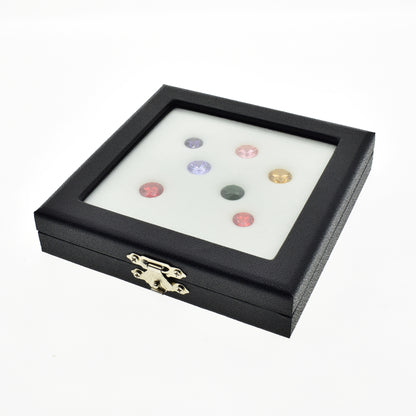 Coin & Gem Display Box, Glass Lid, PU Leather Case with Memory Foam
