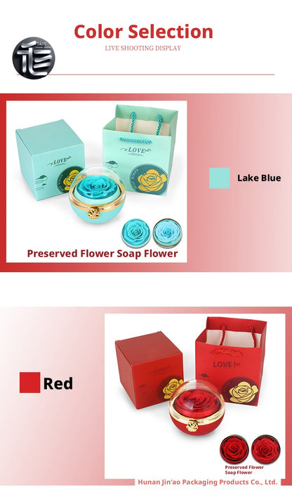 Rotating Rose Jewelry Box with Drawer – Ring Necklace Case for Valentine's Day