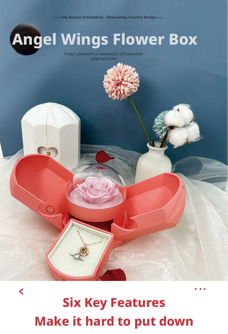 Preserved Rose Jewelry Box Double Door Drawer – Valentine's Day Gift for Her