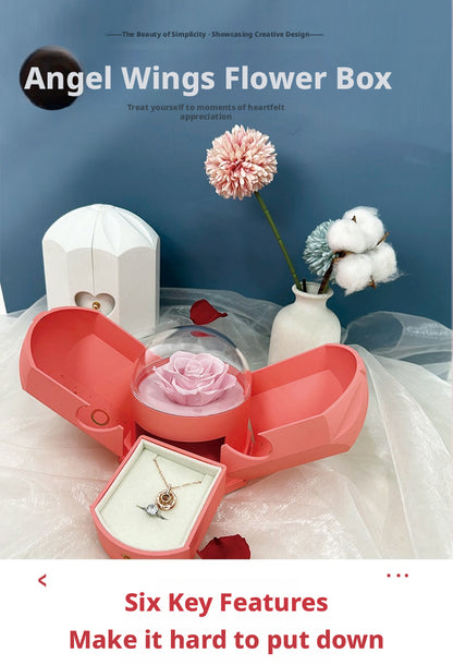 Preserved Rose Jewelry Box Double Door Drawer – Valentine's Day Gift for Her