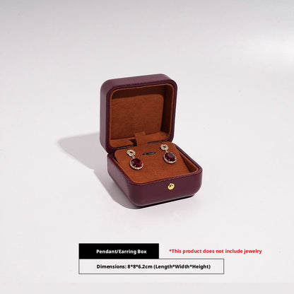 Faux Leather Dome Jewelry Box Gold Snap – Ring Necklace Bracelet Gift Case