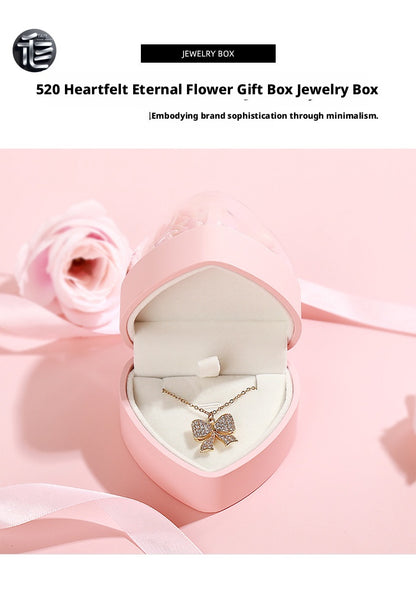 Heart Shape Jewelry Box Preserved Flower Ring Necklace Case Gift for Her Valentine Proposal Wedding
