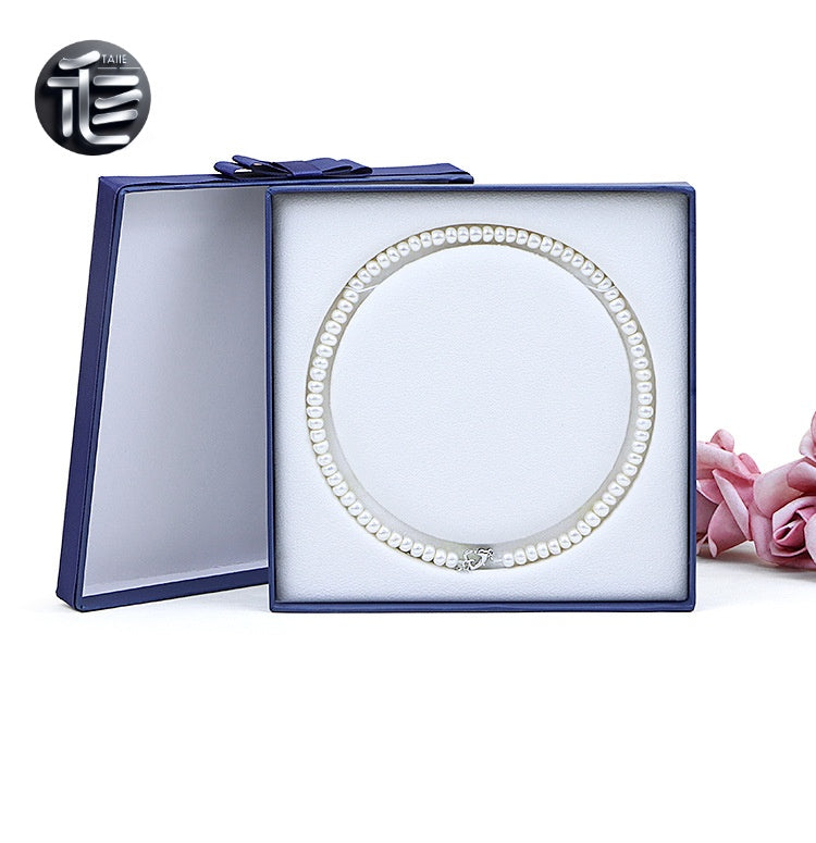 Pearl Necklace Gift Box Velvet Insert – Luxury Jewelry Packaging Case for Her