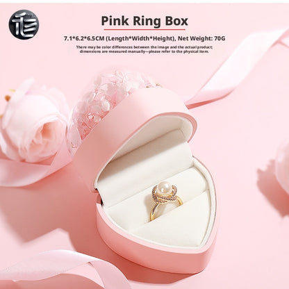 Heart Shape Jewelry Box Preserved Flower Ring Necklace Case Gift for Her Valentine Proposal Wedding