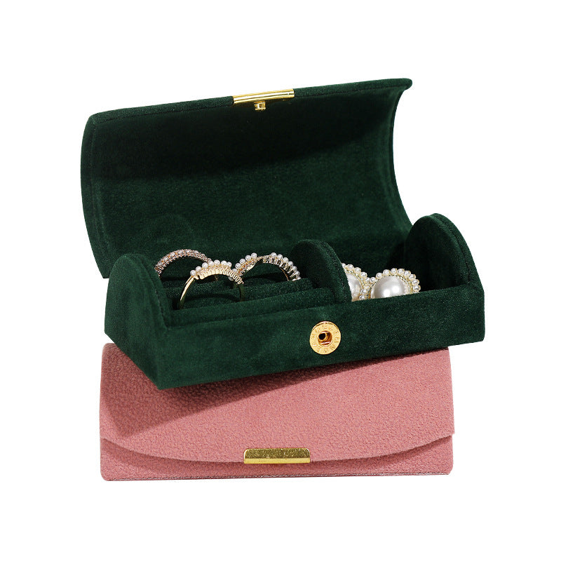 5pcs Velvet Ring Box Snap Button – Portable Travel Jewelry Case for Rings Earrings
