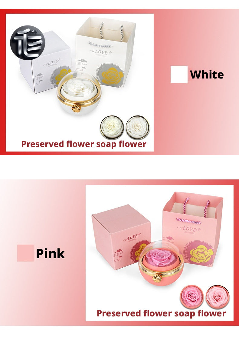 Rotating Rose Jewelry Box with Drawer – Ring Necklace Case for Valentine's Day