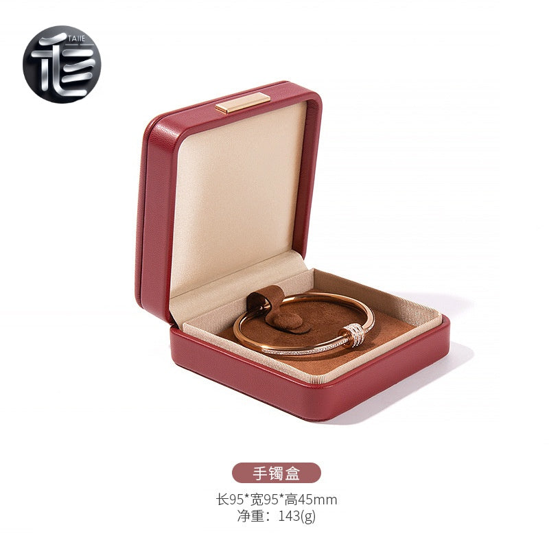 PU Leather Jewelry Box Ring Necklace Case Gift for Her Proposal Wedding