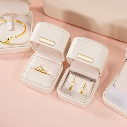 5pcs PU Leather Dome Jewelry Box Gold Accent – Ring Necklace Bracelet Gift Case