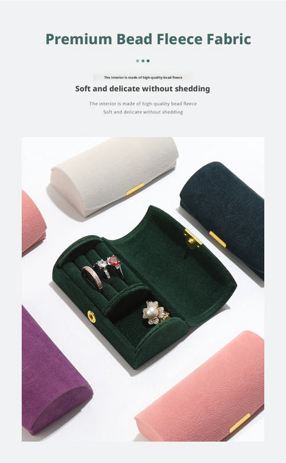 5pcs Velvet Ring Box Snap Button – Portable Travel Jewelry Case for Rings Earrings
