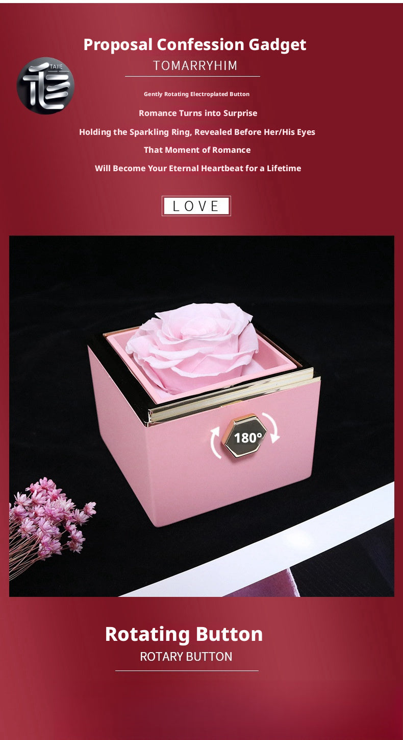 Acrylic Rose Jewelry Box with Transparent Lid & Gold Clasp for Valentine's Day Gift