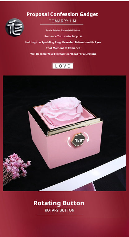 Acrylic Rose Jewelry Box with Transparent Lid & Gold Clasp for Valentine's Day Gift