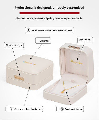 5pcs PU Leather Dome Jewelry Box Gold Accent – Ring Necklace Bracelet Gift Case