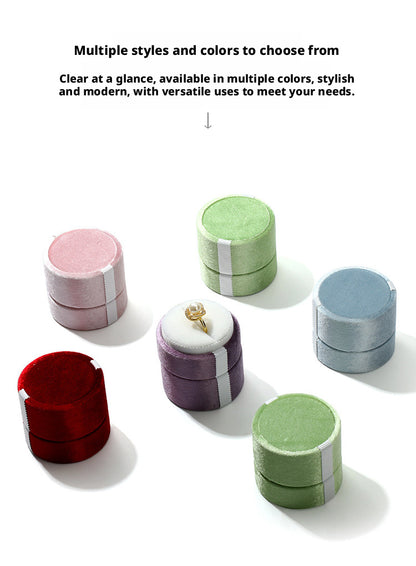 5pcs Velvet Round Jewelry Box Lid – Ring Gift Case for Her Engagement Wedding