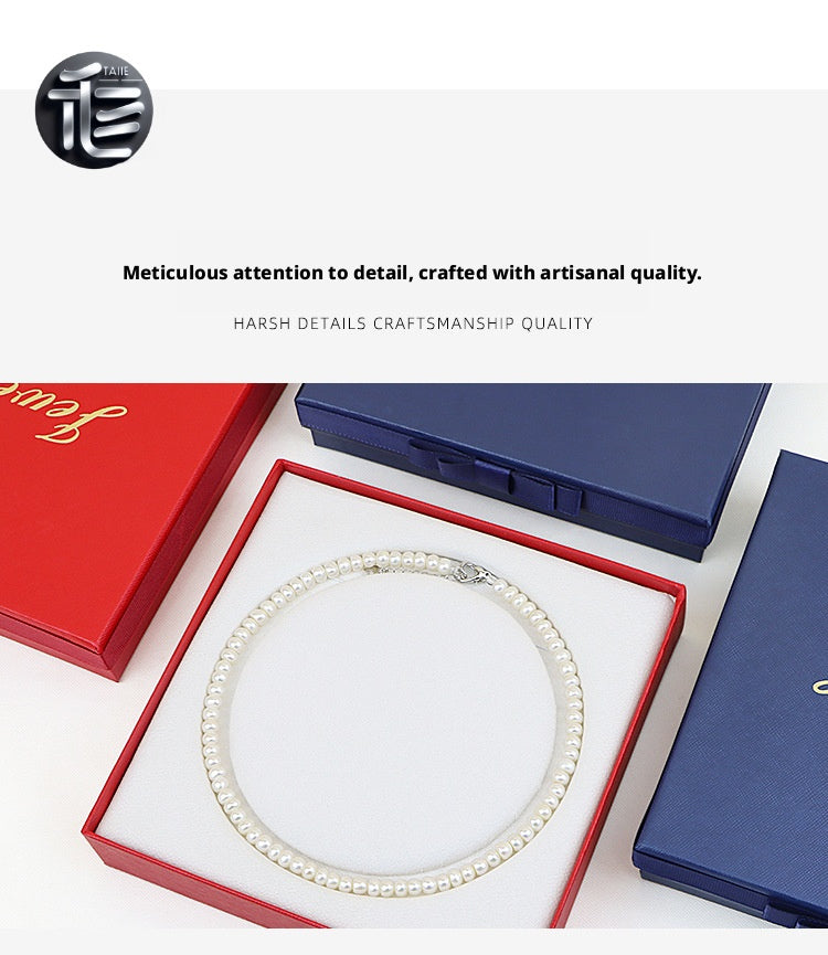 Pearl Necklace Gift Box Velvet Insert – Luxury Jewelry Packaging Case for Her