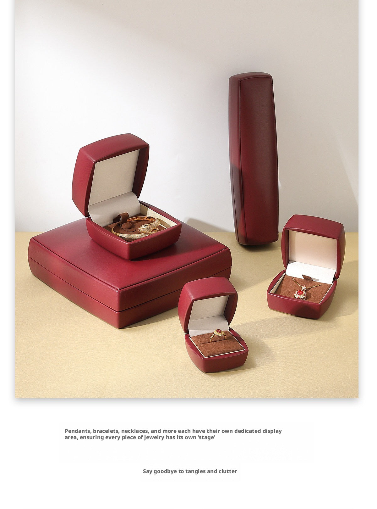 PU Leather Jewelry Gift Box, Minimalist Ring Pendant Necklace Storage Case, Elegant Jewelry Box
