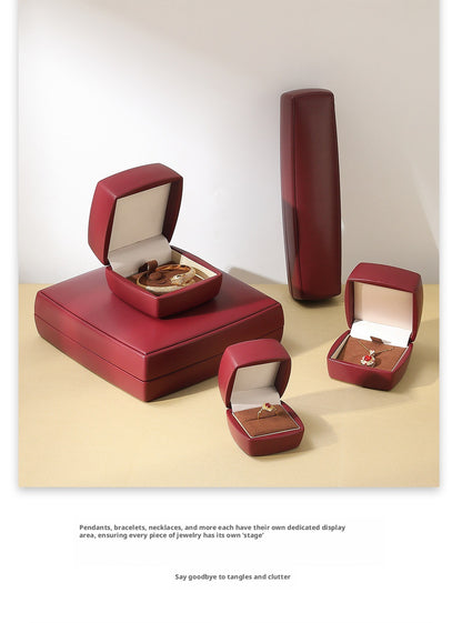 PU Leather Jewelry Gift Box, Minimalist Ring Pendant Necklace Storage Case, Elegant Jewelry Box