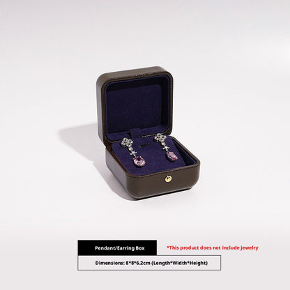 Faux Leather Dome Jewelry Box Gold Snap – Ring Necklace Bracelet Gift Case