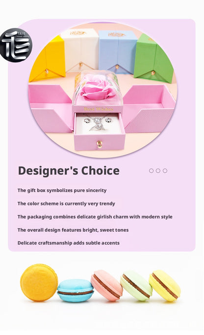 Rose Flower Jewelry Box Double Door Drawer – Transparent Lid Ring Case for Valentine's Day