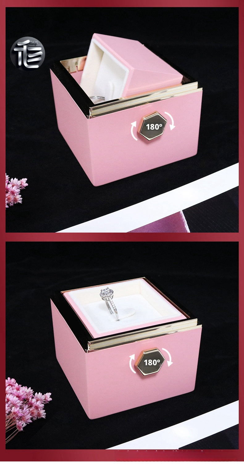 Acrylic Rose Jewelry Box with Transparent Lid & Gold Clasp for Valentine's Day Gift