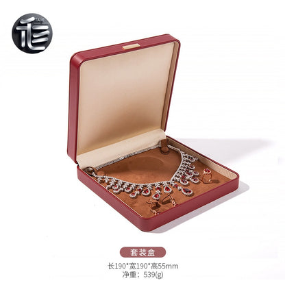 PU Leather Jewelry Box Ring Necklace Case Gift for Her Proposal Wedding