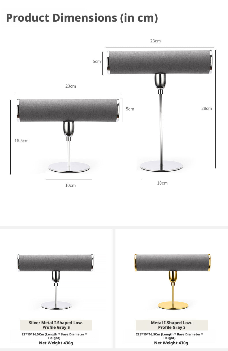 T Bar Bracelet Holder Stand, Single Tier Velvet Jewelry T Stand for Bangles Watches