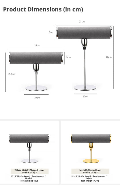 T Bar Bracelet Holder Stand, Single Tier Velvet Jewelry T Stand for Bangles Watches