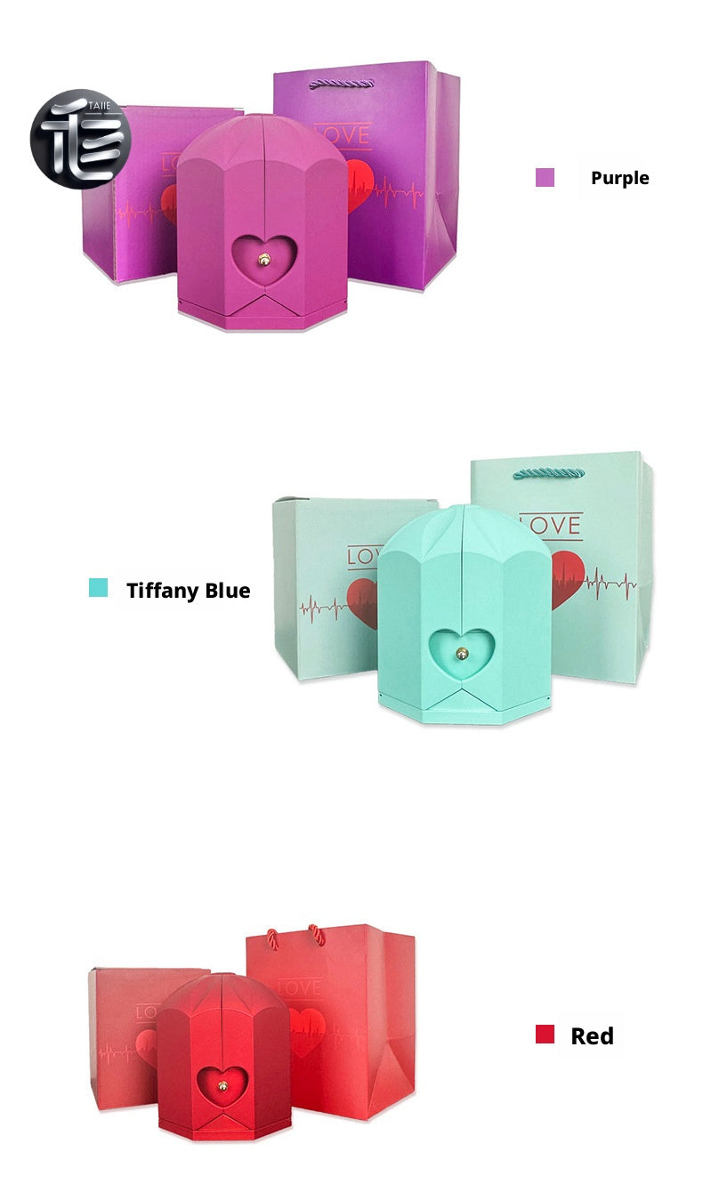 Preserved Rose Jewelry Box Double Door Drawer – Valentine's Day Gift for Her