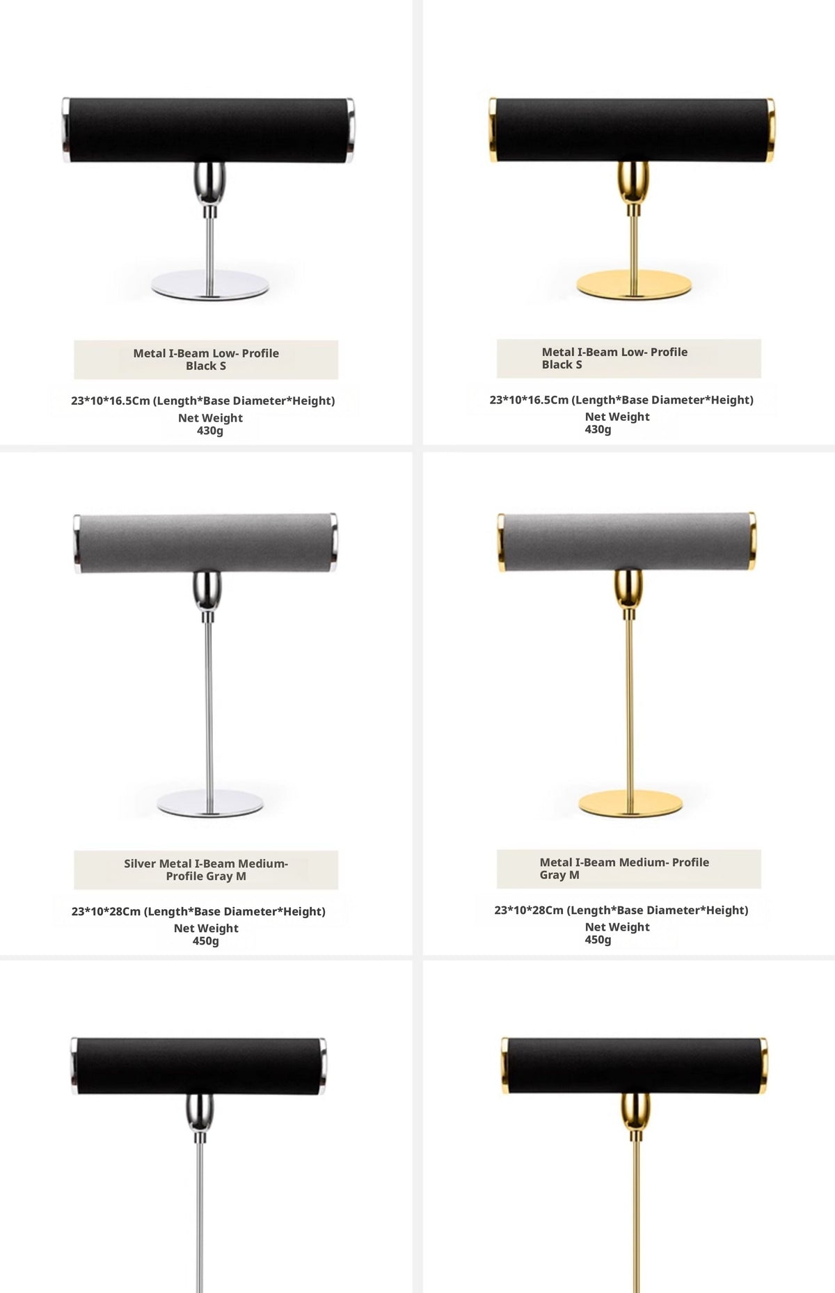 T Bar Bracelet Holder Stand, Single Tier Velvet Jewelry T Stand for Bangles Watches