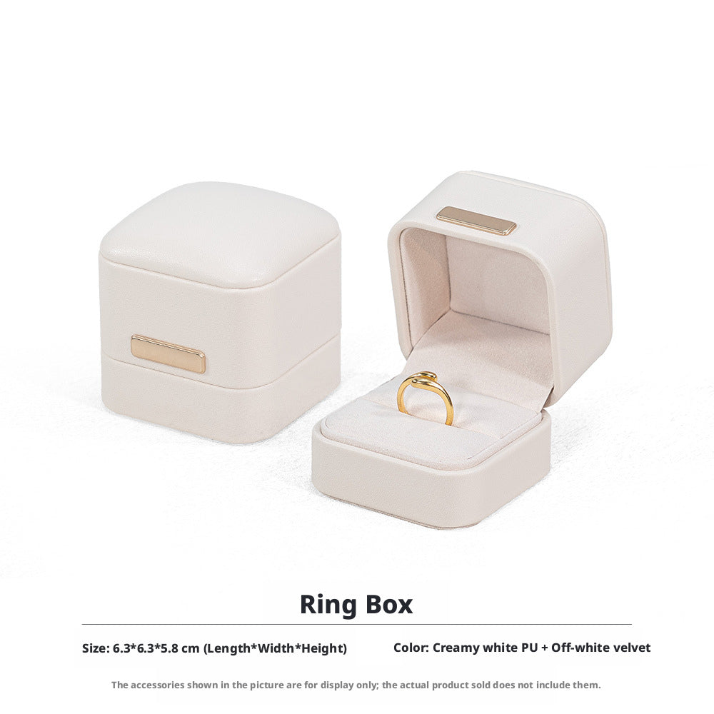 5pcs PU Leather Dome Jewelry Box Gold Accent – Ring Necklace Bracelet Gift Case
