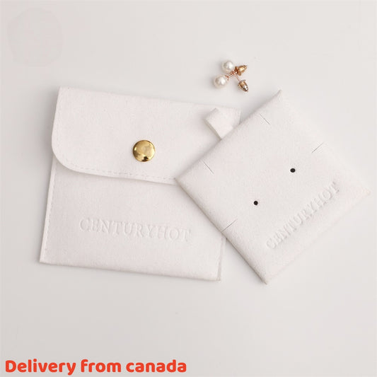 5PCS Soft Suede Necklace Pouch, Pink Microfiber Snap Bag, Jewelry Display Card Holder