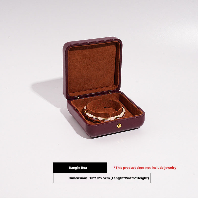 Faux Leather Dome Jewelry Box Gold Snap – Ring Necklace Bracelet Gift Case