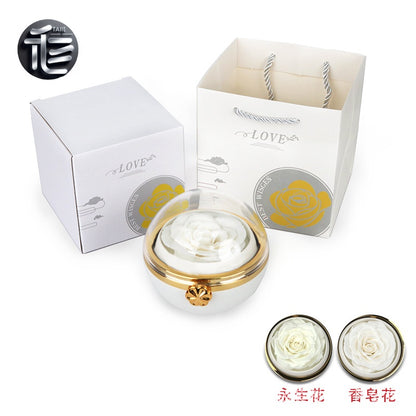 Rotating Rose Jewelry Box with Drawer – Ring Necklace Case for Valentine's Day