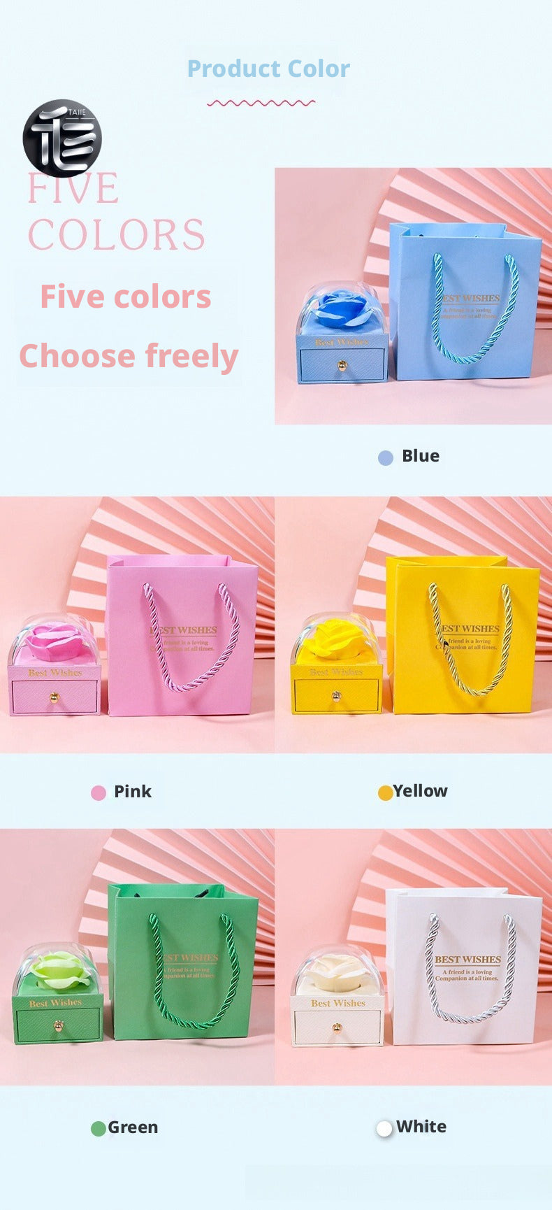 Rose Flower Jewelry Box with Drawer – Transparent Lid Ring Necklace Case for Valentine's Day Gift