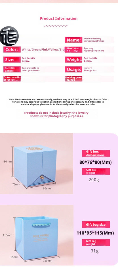 Rose Flower Jewelry Box Double Door Drawer – Transparent Lid Ring Case for Valentine's Day