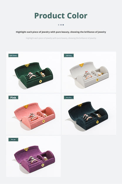 5pcs Velvet Ring Box Snap Button – Portable Travel Jewelry Case for Rings Earrings